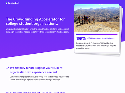 Funderbolt Company Site company site crowdfunding landing page