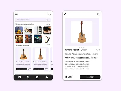 Instrumental Rental App UI Design app ui app ui design light theme mobile app design ui design ui ux ux design