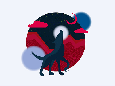 Night howler adobe illustrator animal artwork design dog graphic design illustration