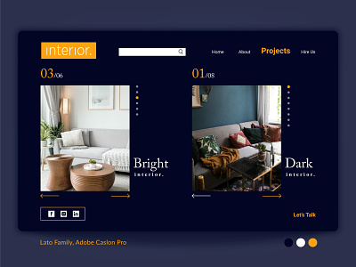 Interior UI Design - Dark Web Interface clean dark theme figma minimal ui uidesign user interface design webdesign website concept website design