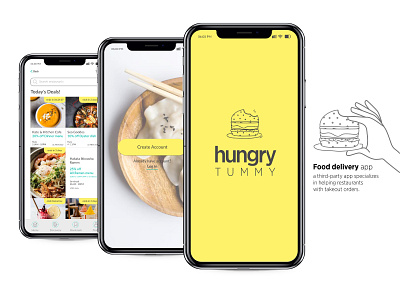Hungry Tummy - A Food Delivery App design foodapp icon iphonex minimalism mobile app mobileui sketch sketchapp ui user interface design ux
