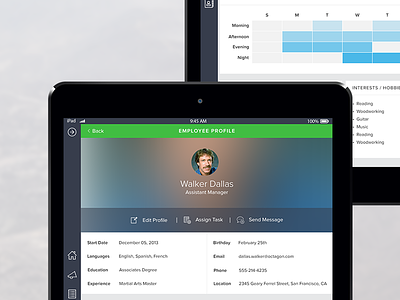 Employee Profile app app design design interface interface design ios ipad profile ui ui design