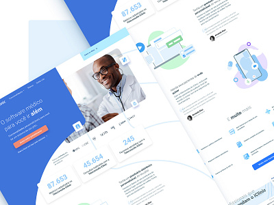 Health Tech Homepage design doctor flat health icon illustration landingpage minimal physician ux website