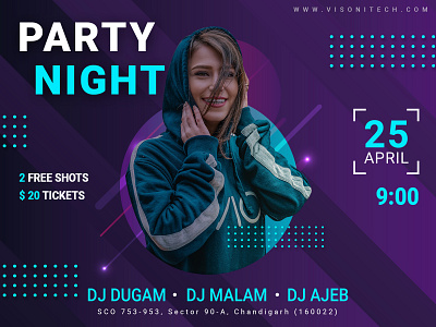 Party Night Banner Design banner branding design illustration night party photoshop typography