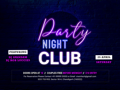 Night Club Banner Design banner branding design illustration music night party photoshop typography