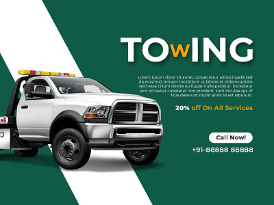 Towing Truck Banner Design banner branding design illustration photoshop towing truck typography