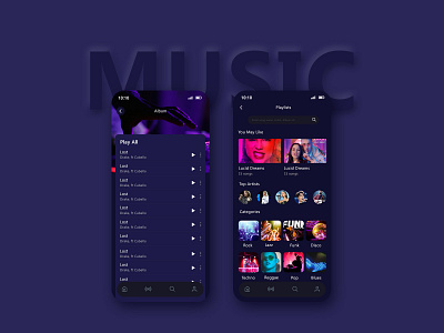Music Mobile App UI Design branding illustration listening music music app music player photoshop typography