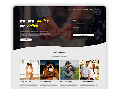 Dating Website Design branding couples dating illustration photoshop typography