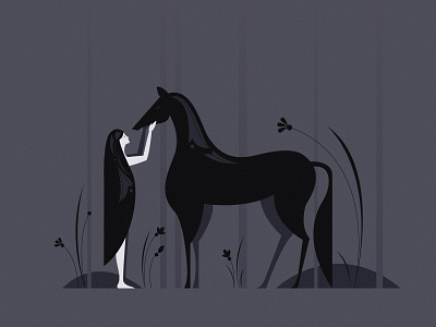 Love graphicdesign horse illustration lineart love nature night woman