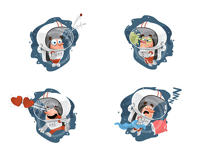 Couple App Astronaut Sticker pack astronaut humor illustration space stickers