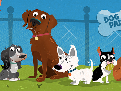 Dogs3 book illustration boston terrier bulldog childrens book illustration dogs laborador retriever pet vector westie