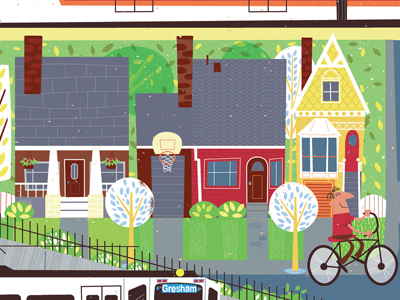 Portland West Side 2 max trimet poster cartoon vector oregon pdx portland