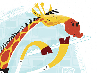 Giraffe Playing Flute Detail 1 animals cartoon flute giraffe illustration instrument jazz vector