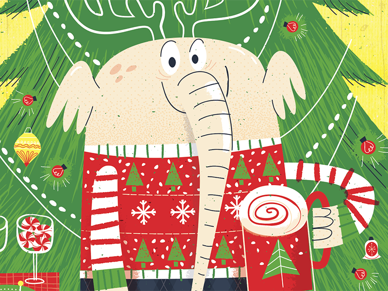 Larry The Christmas Elephant humor silly red green holidays elephant christmas