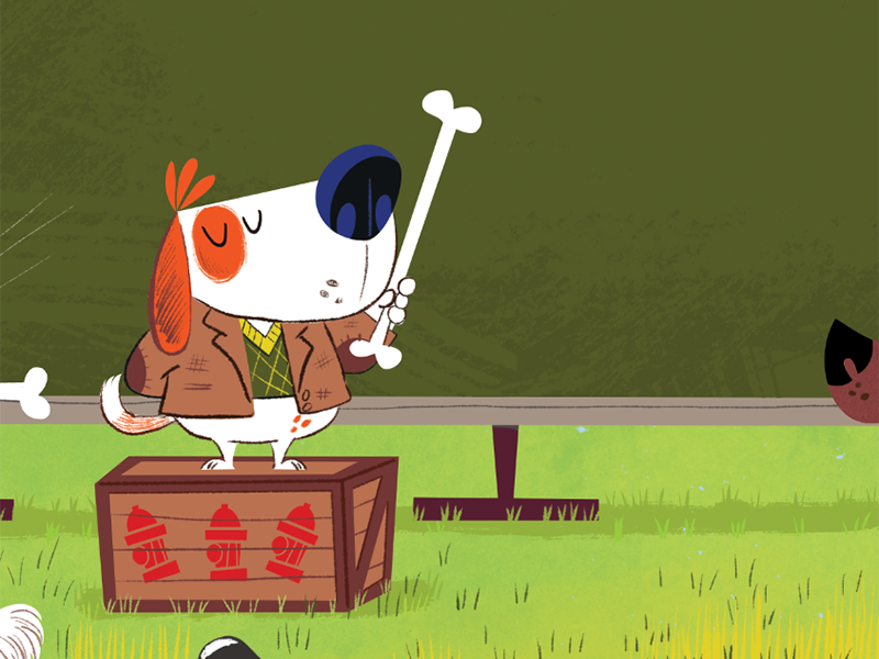 k9 Academy illustration for Highlights Magazine detail #3 humor park magazine illustration funny k9 dogs cartoon