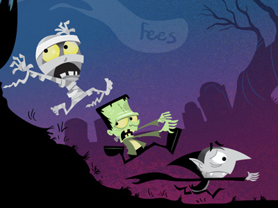 Scared Halloween Monsters halloween holiday monsters frankenstein dracula mummy ghosts graveyard night