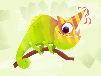 Birthday Chameleon 2 animal birthday camouflage cartoon chameleon humor party vector