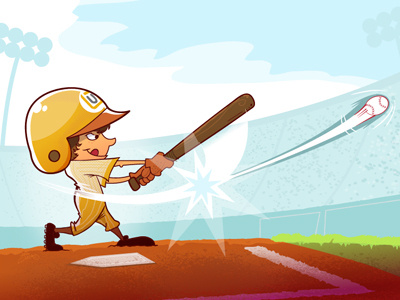 Swing Into Spring ballpark baseball batter blue illustration illustrator sports stadium