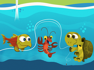 Jump Rope Fish blue childrens book fish green illustration illustrator red turtle vector water