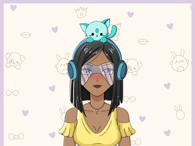 gamer girl avatar design illustration