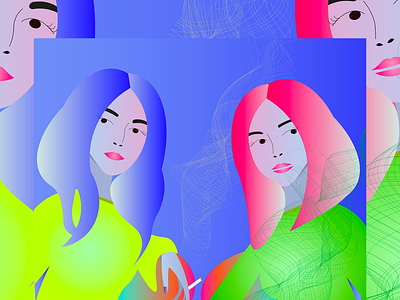 GIRLS adobe colors colours girl girlillustration girls illustration illustrator neon portrait vector