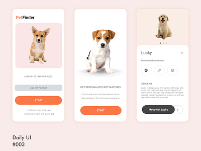 Landing Page design dog mobile app pet