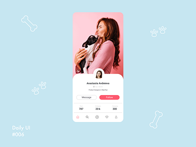 User Profile challenge daily 100 challenge dailyui dailyuichallenge design dog mobile app