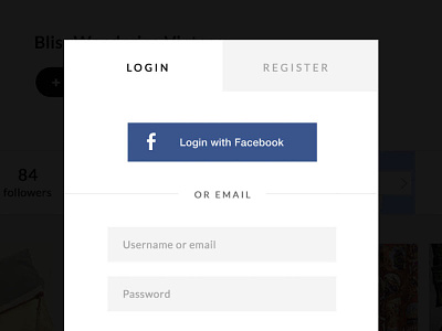 Exching Login Popup facebook flat form login popup register simple ui with