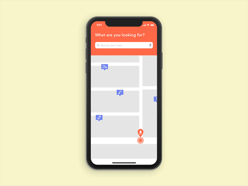 Mobile app to quickly find an item in a store animation app figma iphone x app iphonex modal principle principleapp shopping store finder ui ux