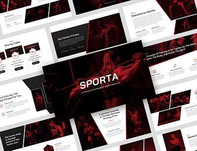 Sporta - Gym Trainer & Fitness Presentation Template aerobic bodybuilding boxing business clean coaching fitness fitness gym google slides gym health muscle powerpoint sport sport centre trainer training weight loss workout