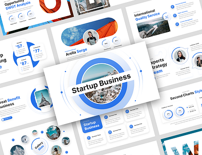 Startup - Creative Business Presentation Template advertisement annual report benchmarking branding business plan company profile concept corporate data design education learning map marketing pitch deck proposal statistics table target market technology