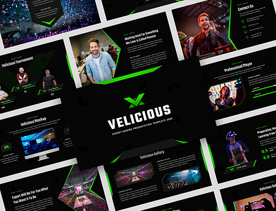 Velicious – Esport Gaming Tournament Presentation Template champion clan war competition e sport entertainment esport fantasy game gaming gaming community gaming template gaming tournament league mobile game online match player sport strategy tournament video game