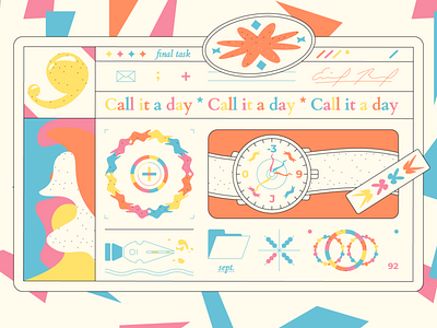 Call it a day call it a day color palette colorful graphic design grid schedule shapes symbols task vector