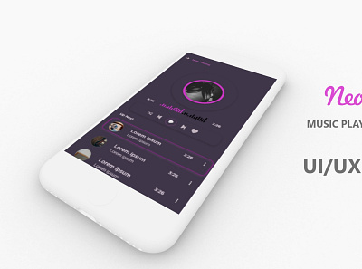 NEON MUSIC PLAYER app audioplayer design mobile ui music player play list songs songs play ui ux