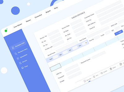 ERP Invoice Screen UI billing application dashboard design erp applications erp screen salesinvoice ui ux