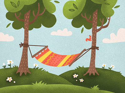 Summer in hammock flatdesign hammock hand drawn illustration illustration art nature procreate texture