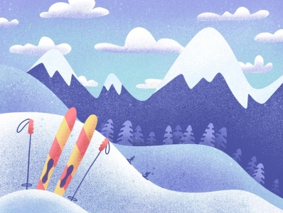 Winter ski resort illustration