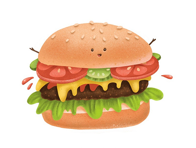 Burger character adobe baby burger characters child childhood cute design fastfood flatdesign food hand drawn illustration illustration art kawaii procreate