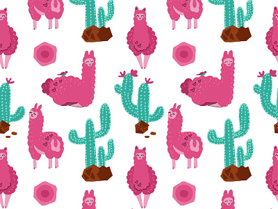 Llama Seamless pattern in flat style alpaca baby child childhood design flatdesign illustration illustration art llama procreate seamless pattern vector wrapping