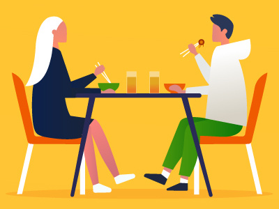 Flat Cartoon People Illustration eating people illustration flat flat illustration motion graphics people illustration