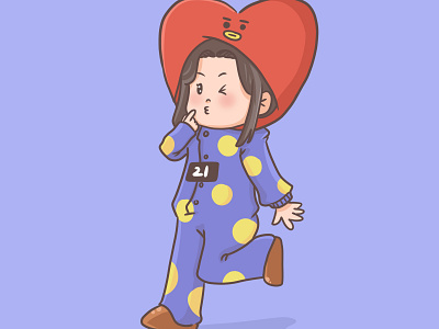 bt21 tata onesie commission bt21 bts cartoon chibi commission commission open cute digital artwork illustration illustration art illustration digital kawaii tata v