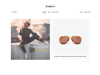 Sunglasses accessories clean concept design eyewear georgia landing online shop sketch sunglasses ui web design woman