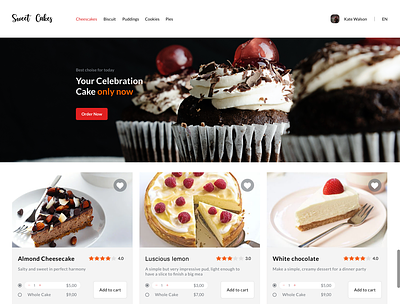 Sweet Cakes bakery cakes cheesecake design eat flat landing online shop shop sketch sweet ui web web design