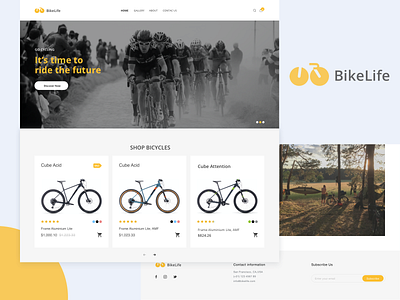 Bikelife Landing Page bikes clean cycling landing page design online shop sport ui ux