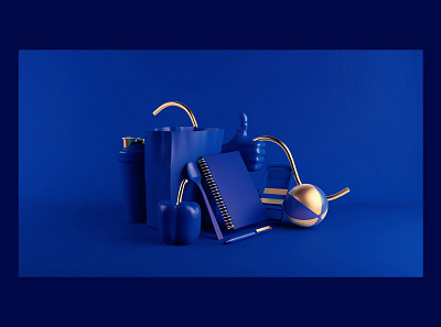 Better You 4 3d blue branding c4d cinema 4d closeup design gold illustration maxon octane still life