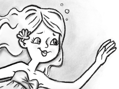 Mermaid BW Spot bw childrens illustration illustration spot spot illustration