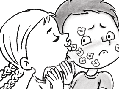 Kissy Kissy bw childrens illustration illustration wip