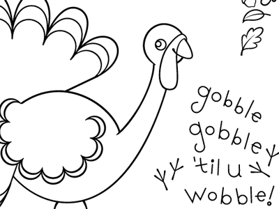 Turkey Coloring sheet bw childrens illustration coloring sheet lineart thanksgiving turkey