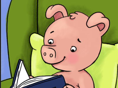 Pig Reader WIP childrens illustration cute digital illustration photoshop pig reading wip