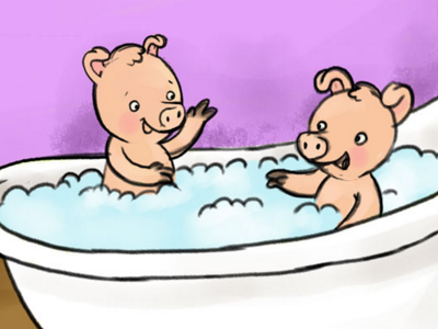 These little piggies took a bath bath childrens illustration cute illustration kidlit piggies wip
